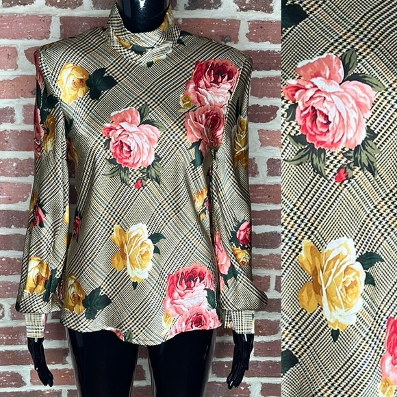 Vintage 100% Silk Blouse Linda Allard Ellen in Bold Print - Picture 1 of 7